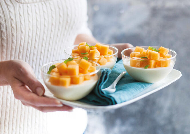 Tupperware Pannacotta med mynta och melon 